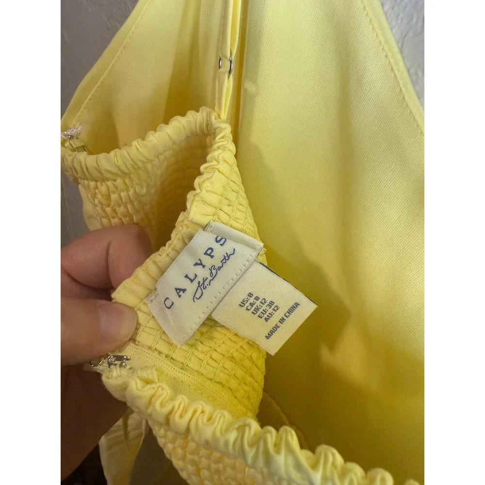 Calypso St. Barth Yellow Eyelet Dress Sleeveless Maxi with Pockets - Picture 9 of 10